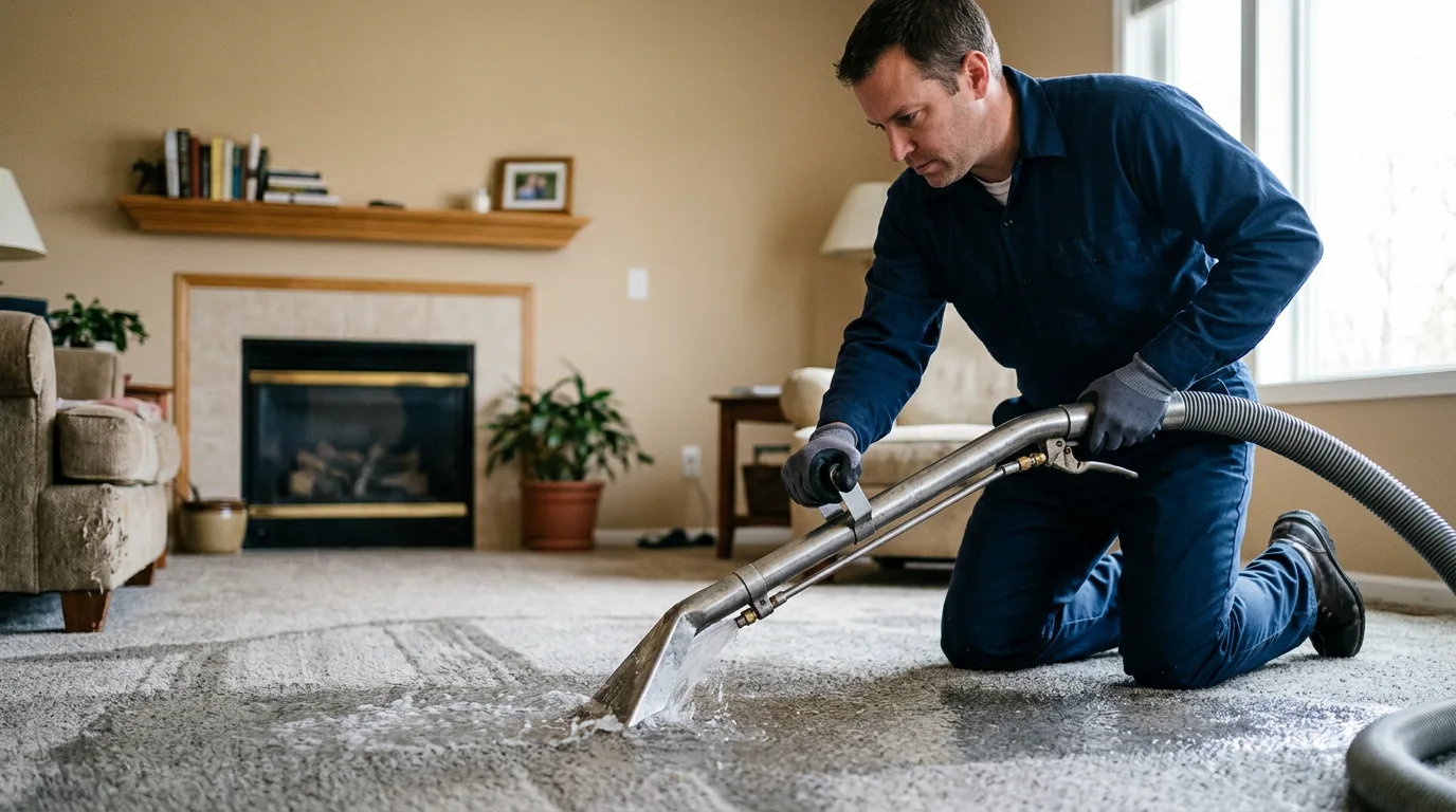 Water damage restoration technician working near Homer, IN